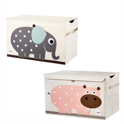 3 Sprouts Collapsible Toy Chest Storage Bin Bundle w/ Elephant + Hippo (2 Pack)