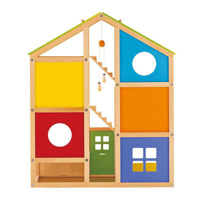 Hape All Season Childrens Wooden Dollhouse Bundle with Kids Fix It Tool Box