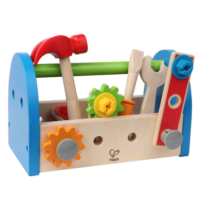 Hape All Season Childrens Wooden Dollhouse Bundle with Kids Fix It Tool Box