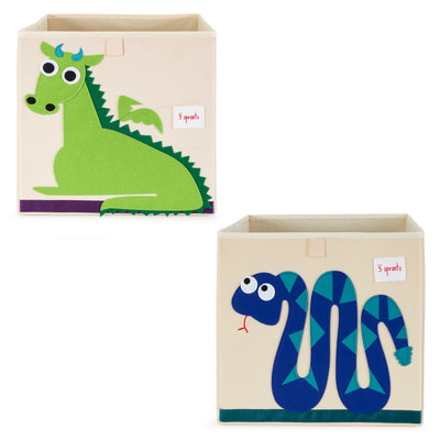 3 Sprouts Kids Felt Dragon Storage Cube Bin with Snake Fabric Storage Cube Bin - VMInnovations