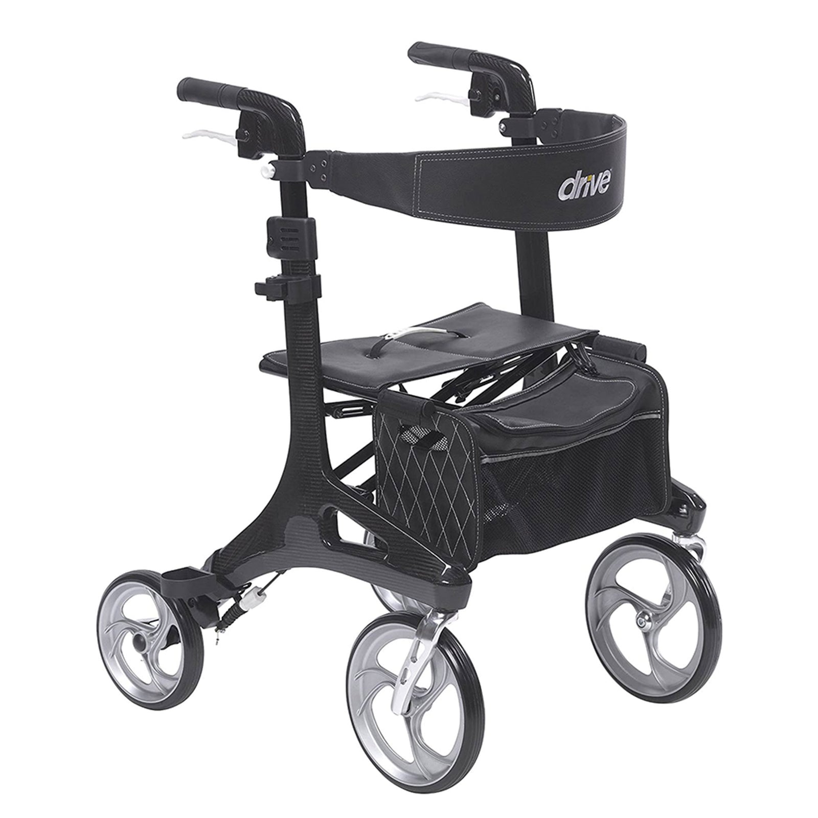 Drive Medical Nitro Elite CF Carbon Fiber Rollator Walker Chair w/ Brake, Black - VMInnovations