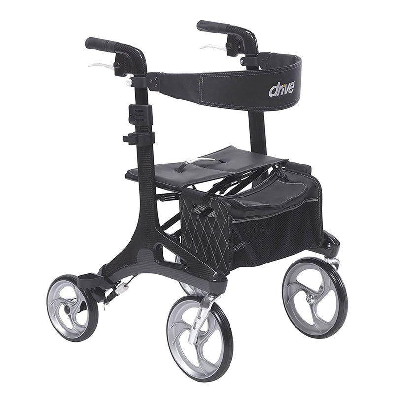 Drive Medical Nitro Elite CF Carbon Fiber Rollator Walker Chair w/ Brake, Black