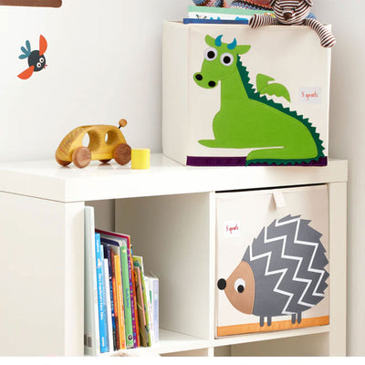 3 Sprouts Kids Felt Dragon Storage Cube Bin with Dinosaur Wide Storage Cube Bin