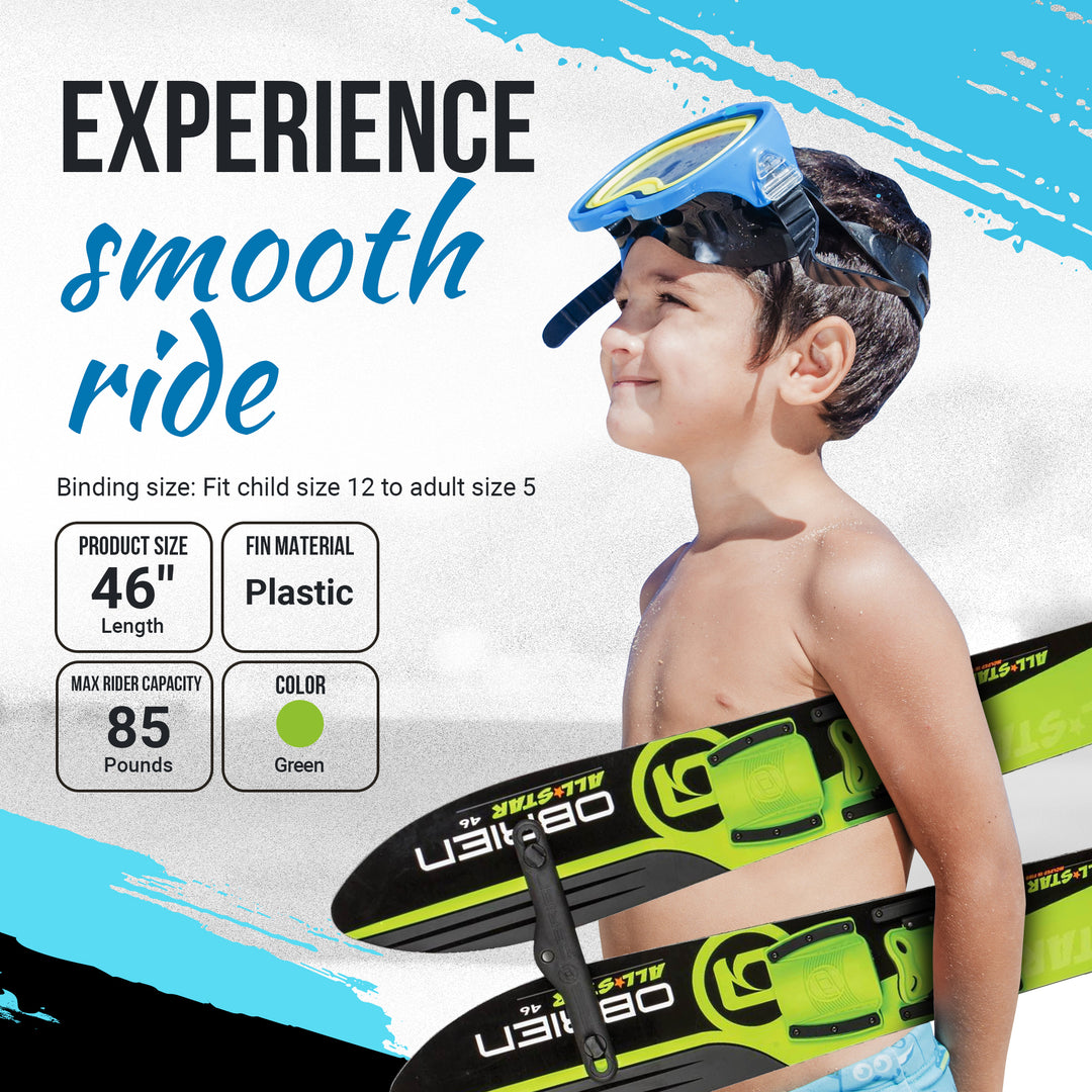 OBrien 46 Inch All Star Trainer Kids Waterskis w/ Trainer Rope (Open Box) - VMInnovations