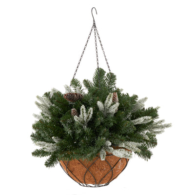 NOMA 24 Inch Evergreen Prelit Vienna Hanging Basket Holiday Decor (Open Box)