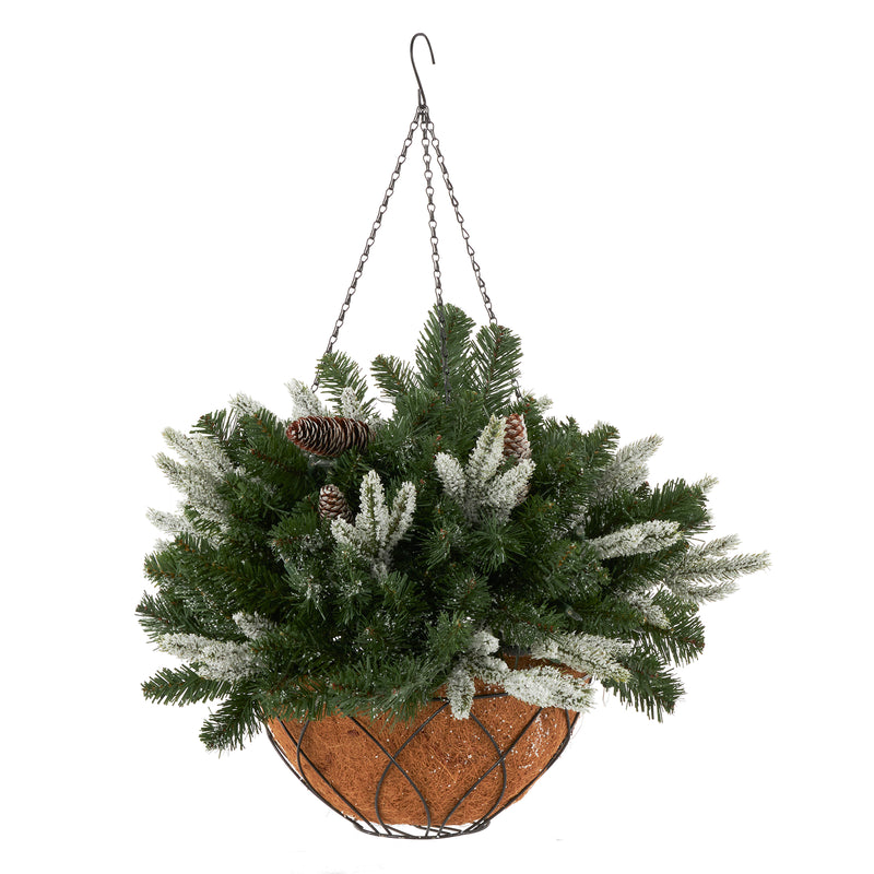 NOMA 24 Inch Evergreen Prelit Vienna Hanging Basket Holiday Decor (Used)