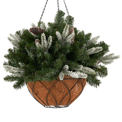 NOMA 24 Inch Evergreen Prelit Vienna Hanging Basket Holiday Decor (Open Box) - VMInnovations