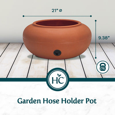 The HC Companies 21" Plastic Hose Storage Hideaway Pot, Terra Cotta (Open Box) - VMInnovations