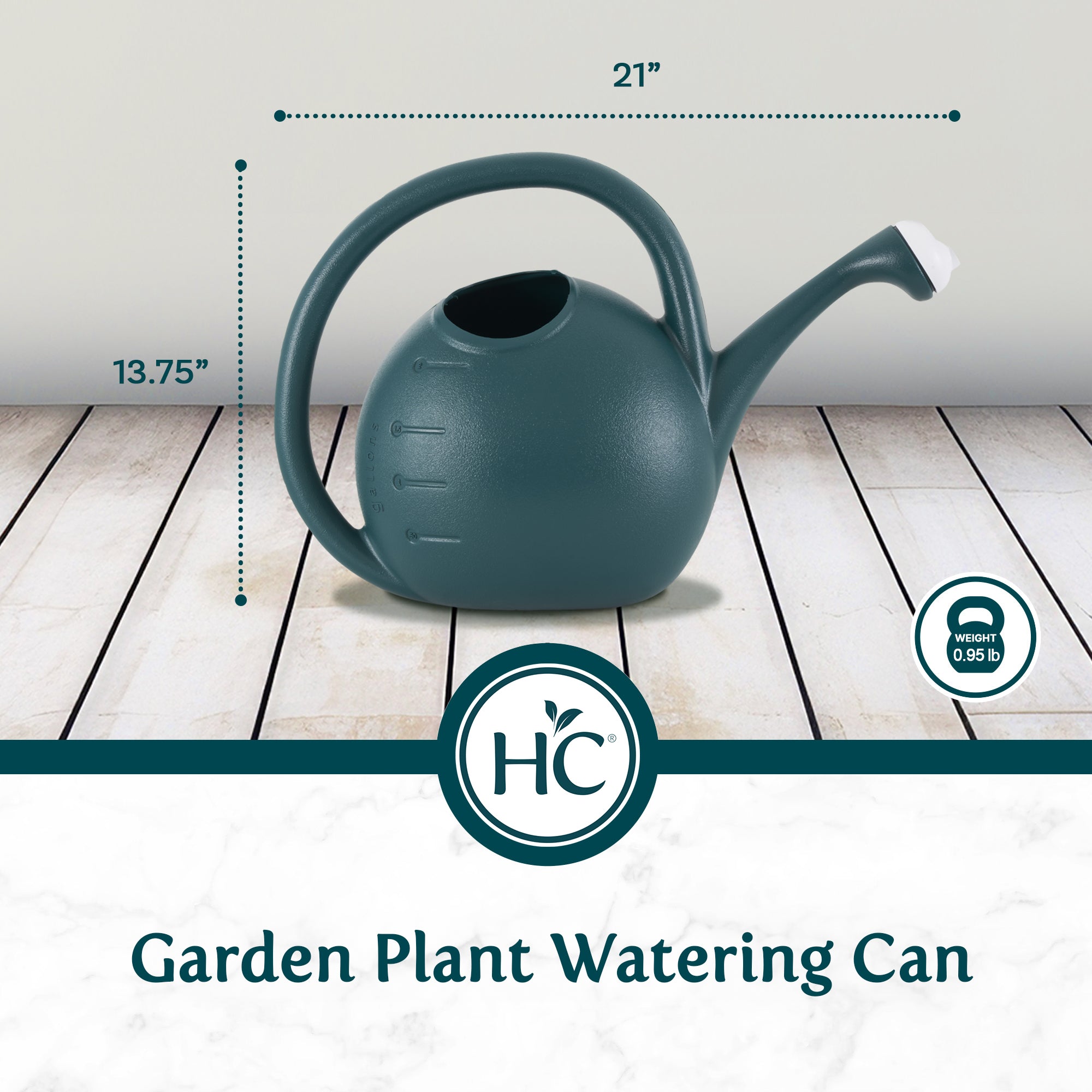 HC Companies 2 Gallon Premium Large Mouth Garden Plant Watering Can, Evergreen