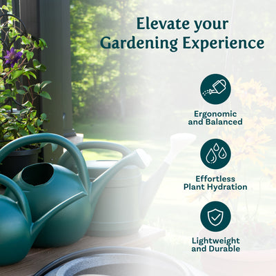 HC Companies 2 Gallon Premium Large Mouth Garden Plant Watering Can, Evergreen