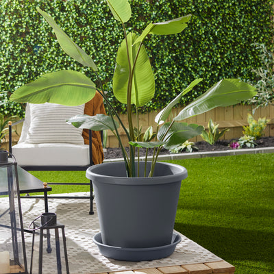 The HC Companies 21 Inch Planter Saucer for Classic Pot Containers, Warm Gray