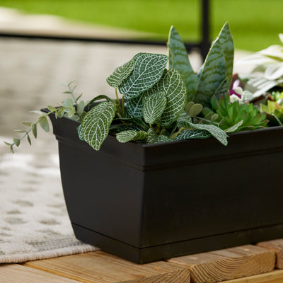 The HC Companies 24" Long Eclipse Window Flower Box with Removable Saucer, Black