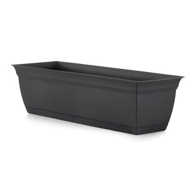 The HC Companies 24" Long Eclipse Window Flower Box with Removable Saucer, Black - VMInnovations