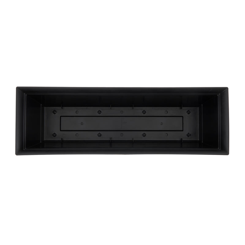 The HC Companies 24" Long Eclipse Window Flower Box with Removable Saucer, Black