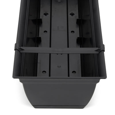 The HC Companies 24" Long Eclipse Window Flower Box with Removable Saucer, Black - VMInnovations