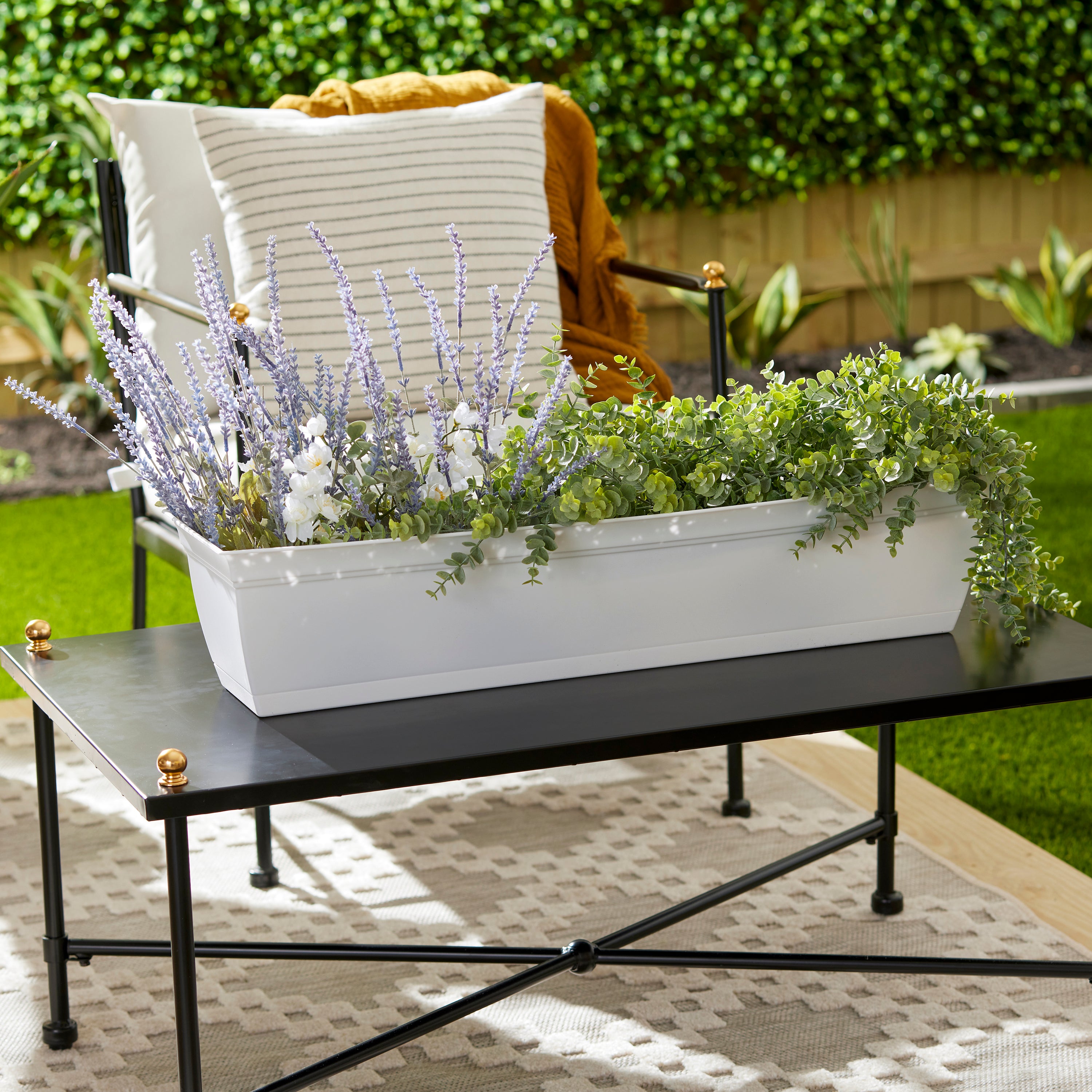 The HC Companies 30 Inch Eclipse Window Flower Box with Saucer, White (Open Box) - VMInnovations