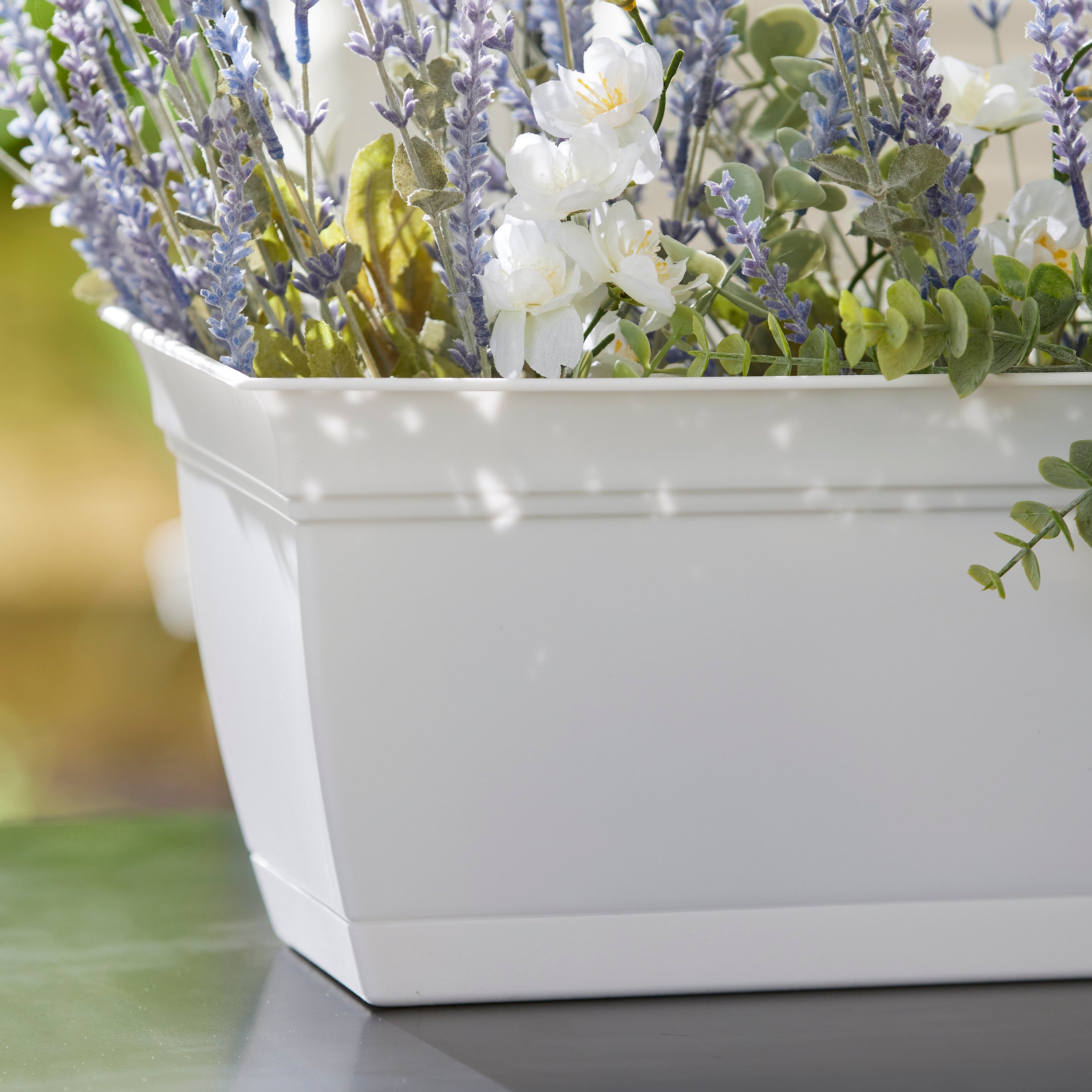 The HC Companies 30 Inch Eclipse Window Flower Box with Saucer, White (Open Box) - VMInnovations
