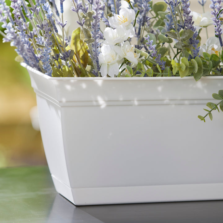 The HC Companies 30 Inch Eclipse Window Flower Box with Saucer, White (Open Box) - VMInnovations