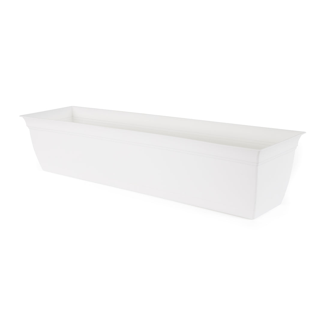 The HC Companies 30 Inch Eclipse Window Flower Box with Saucer, White (Open Box) - VMInnovations