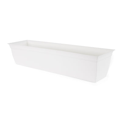 The HC Companies 30 Inch Eclipse Window Flower Box with Removable Saucer, White