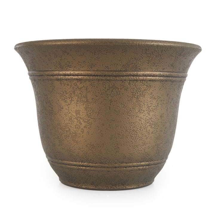 HC Companies Sierra 10 Inch Round Resin Flower Garden Planter Pot, Celtic Bronze