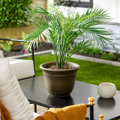 HC Companies Sierra Round Resin Garden Planter Pot w/ Wakefield Soil Conditioner - VMInnovations
