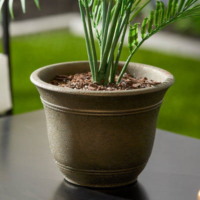 HC Companies Sierra 10 Inch Resin Flower Planter Pot, Celtic Bronze (Open Box) - VMInnovations
