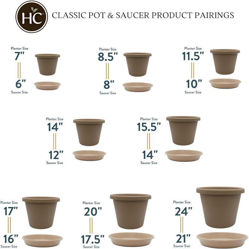 The HC Companies 16" Plastic Indoor Outdoor Classic Flower Pot Planter, Beige