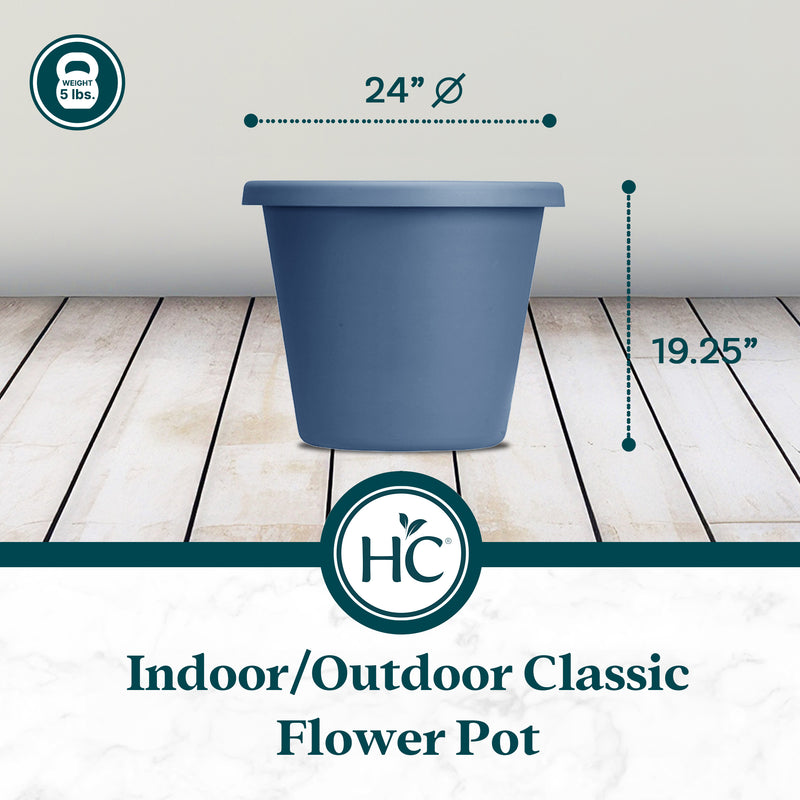 The HC Companies 24 Inch Classic Flower Pot Planter, Slate Blue (Open Box)