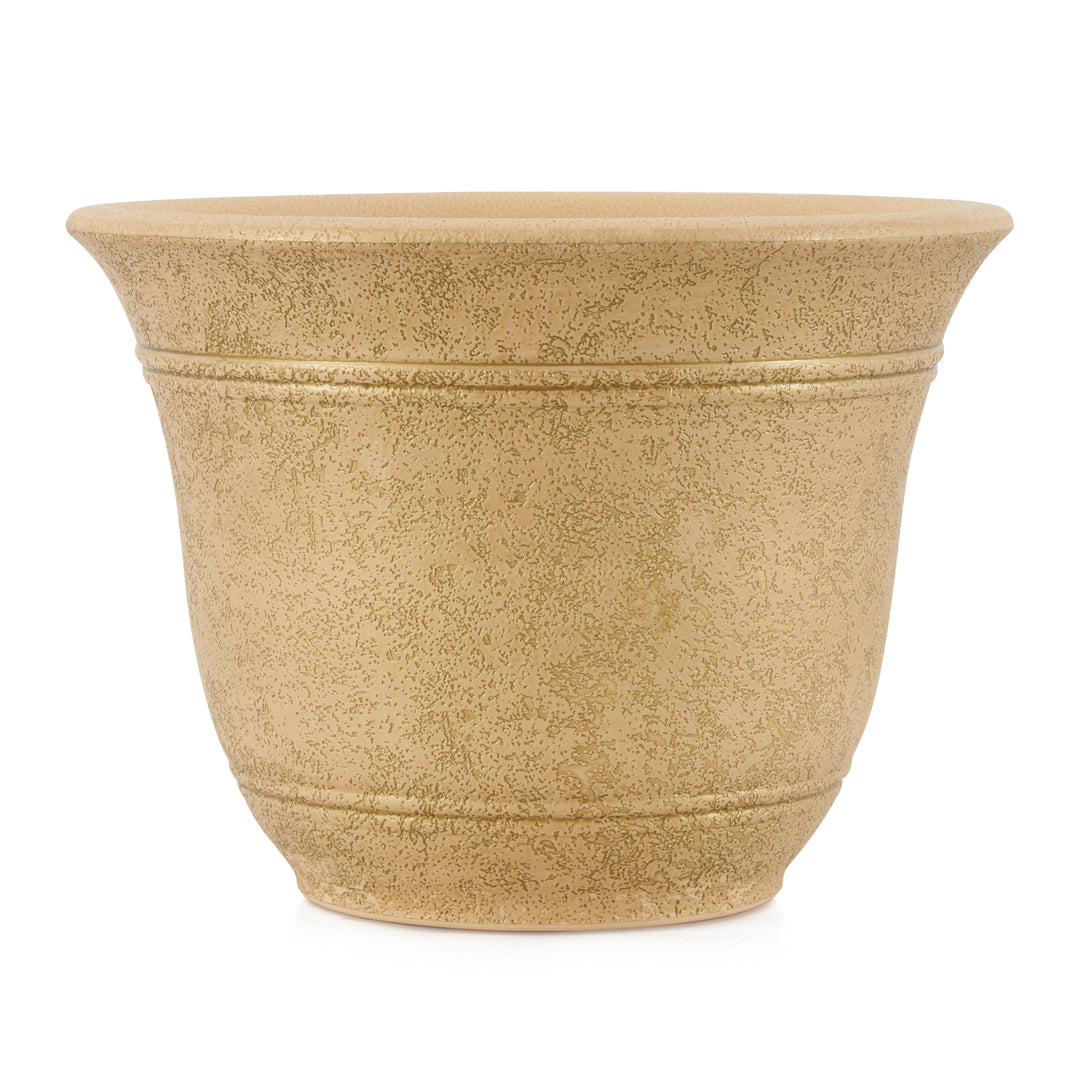 HC Companies Sierra 10 Inch Round Resin Flower Garden Planter Pot, Arizona Sand