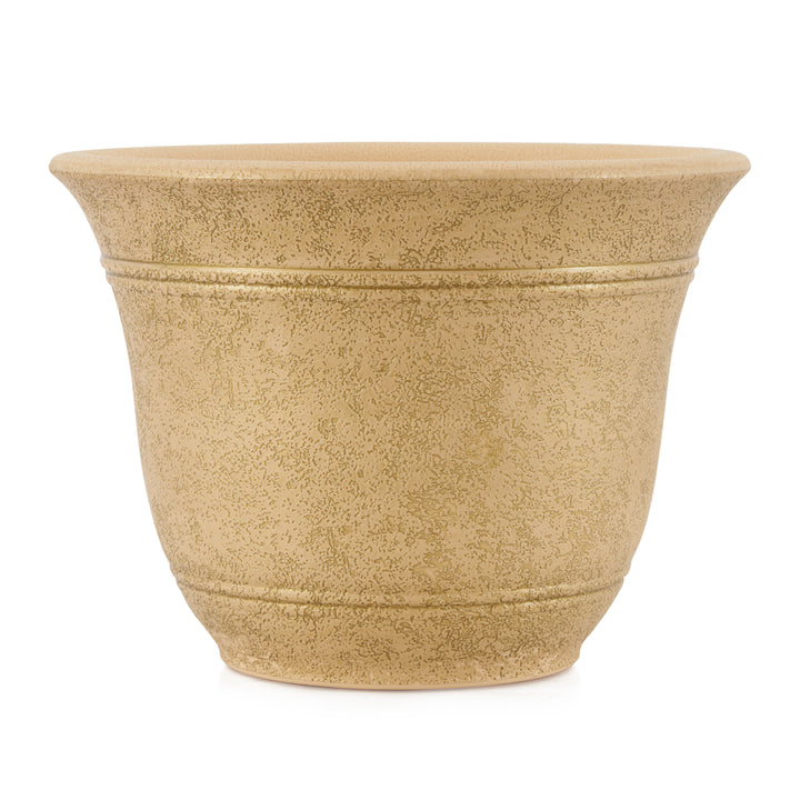 HC Companies Sierra 10 Inch Round Resin Flower Garden Planter Pot, Arizona Sand