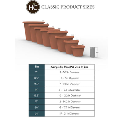 The HC Companies 24" Plastic Indoor Outdoor Classic Flower Pot Planter, Brown - VMInnovations
