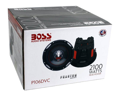 BOSS Audio Phantom 10" 2100W DVC 4-Ohm Deep Bass Car Subwoofer | P106DVC