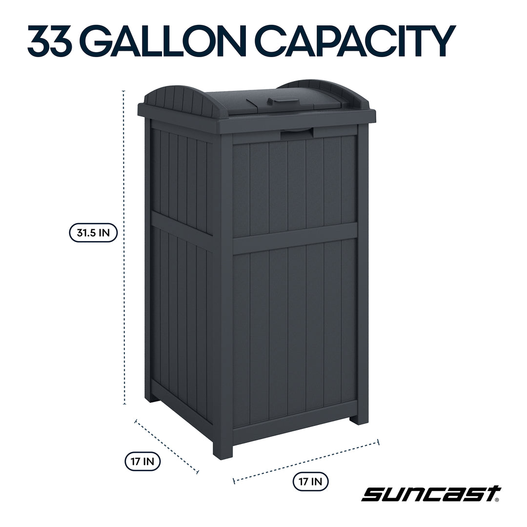Suncast Trashcan Hideaway Outdoor 33 Gallon Garbage Trash Waste Bin, Cyberspace - VMInnovations