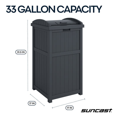 Suncast Trashcan Hideaway Outdoor 33 Gallon Garbage Trash Waste Bin, Cyberspace - VMInnovations