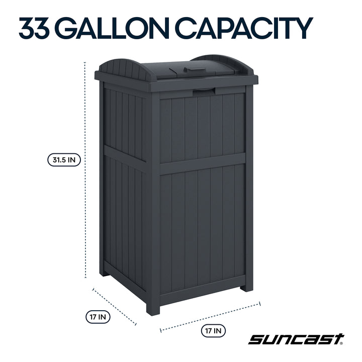 Suncast Trashcan Hideaway Outdoor 33 Gallon Garbage Trash Waste Bin, Cyberspace - VMInnovations