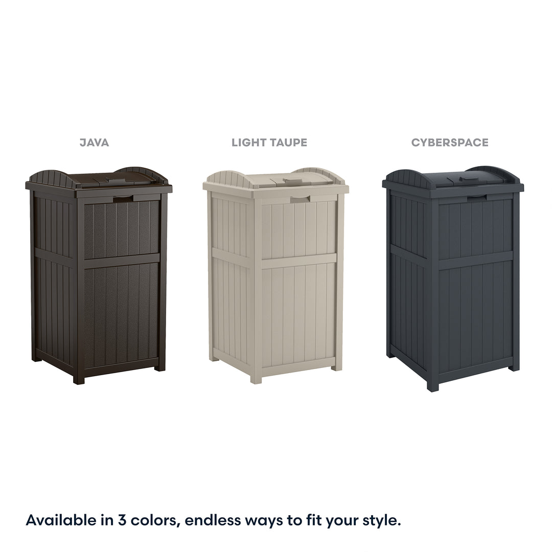 Suncast Trashcan Hideaway Outdoor 33 Gallon Garbage Trash Waste Bin, Cyberspace - VMInnovations