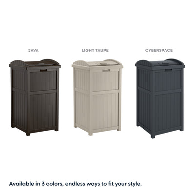 Suncast Trashcan Hideaway Outdoor 33 Gallon Garbage Trash Waste Bin, Cyberspace - VMInnovations