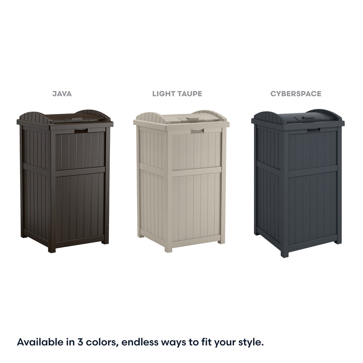 Suncast Trashcan Hideaway Outdoor 33 Gallon Garbage Trash Waste Bin, Cyberspace - VMInnovations
