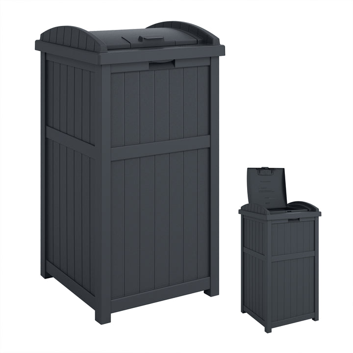 Suncast Trashcan Hideaway Outdoor 33 Gallon Garbage Trash Waste Bin, Cyberspace - VMInnovations