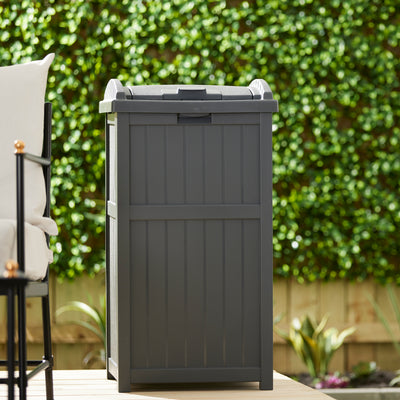 Suncast GH1732C Trashcan Hideaway Outdoor 33 Gallon Garbage Waste Bin,Cyberspace (Damaged)
