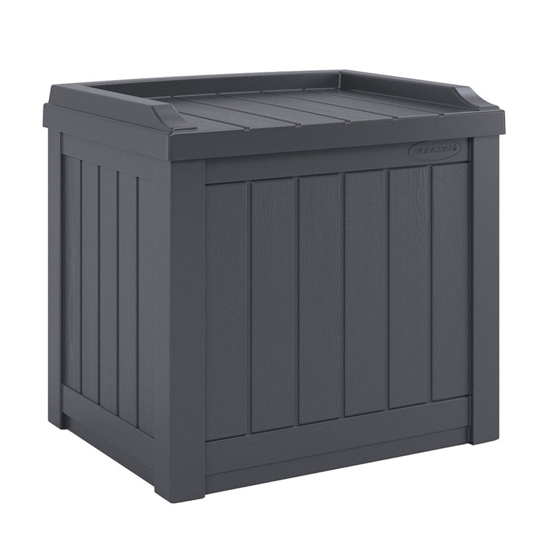 Suncast 22 Gallon Patio Small Deck Box w/ Storage Seat,Cyberspace (Open Box)