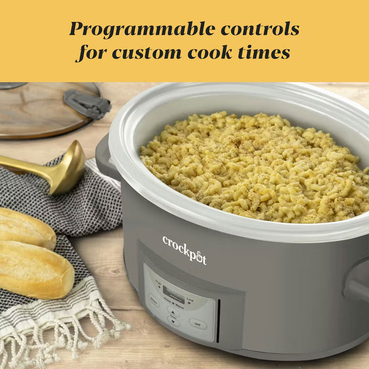 Crock Pot 7 Qt Cook and Carry Programmable Slow Cooker with Locking Lid, Grey