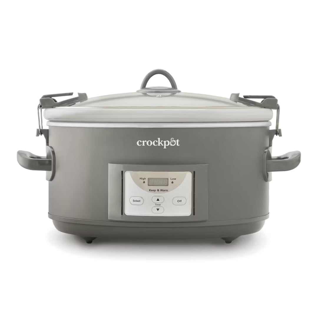 Crock Pot 7 Qt Cook and Carry Programmable Slow Cooker with Locking Lid, Grey