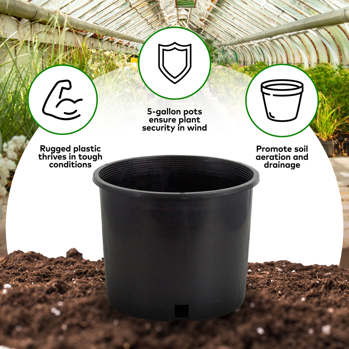 Pro Cal 5 Pack 10 Gal Planter & 5 Pack 5 Gal Pot & 5 Pack 7 Gal Poly Pot, Black
