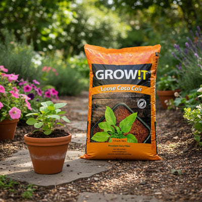 Hydrofarm GROW!T Coco Coconut Coir Fiber Garden Loose Growing Medium, 1.5 Cu Ft - VMInnovations