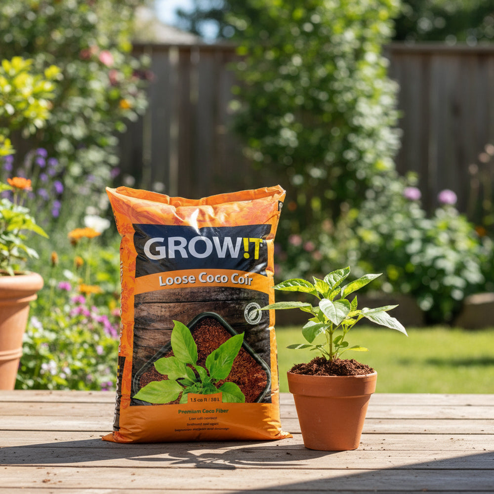 Hydrofarm GROW!T Coco Coconut Coir Fiber Garden Loose Growing Medium, 1.5 Cu Ft - VMInnovations
