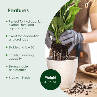 Geolite GMGC45L Gardening PH Neutral Draining Clay Pebbles, 45LBS, Gray (Used) - VMInnovations