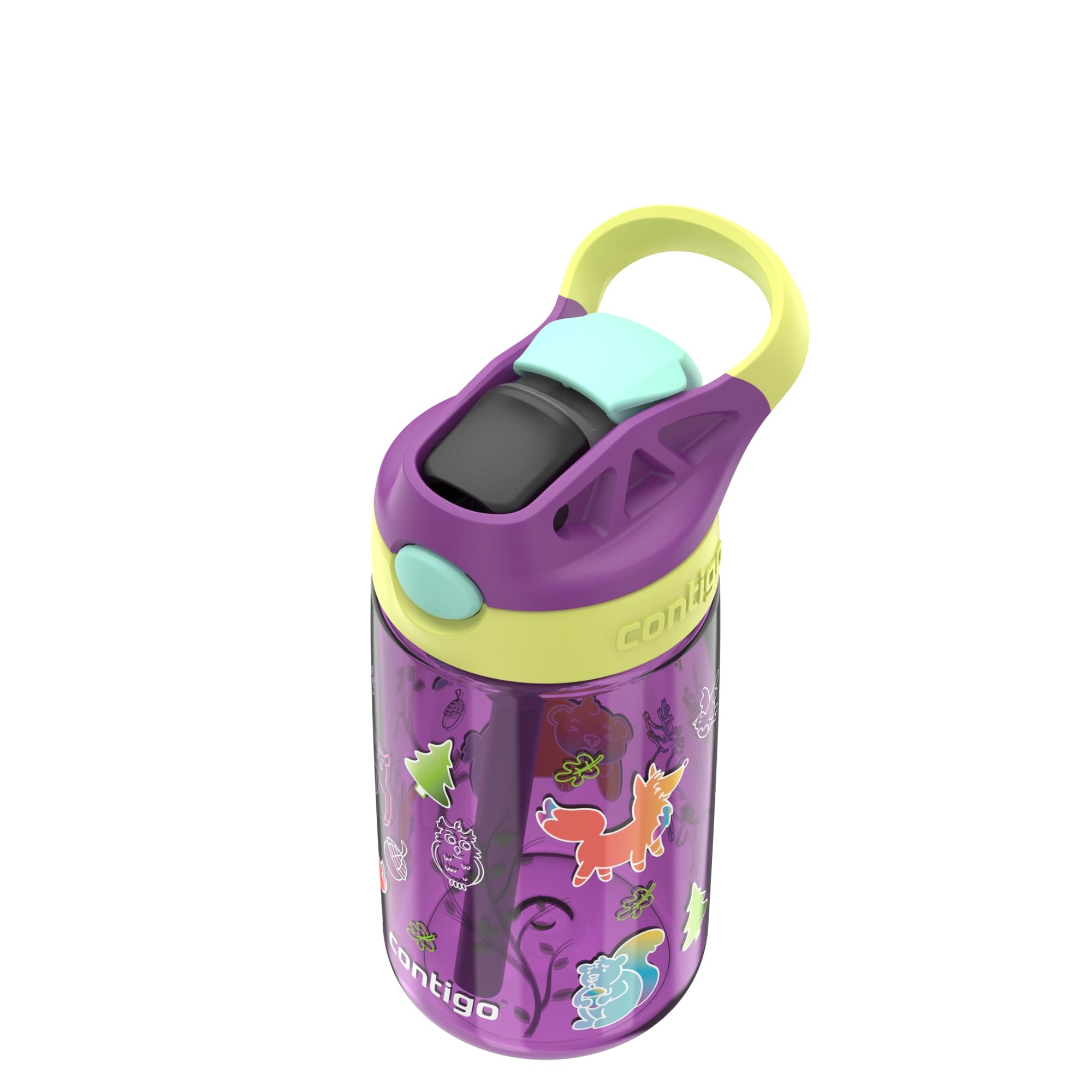 Contigo 4 Pack Kids Aubrey 14 oz Water Bottle with AutoSpout Straw, Grape Forest - VMInnovations