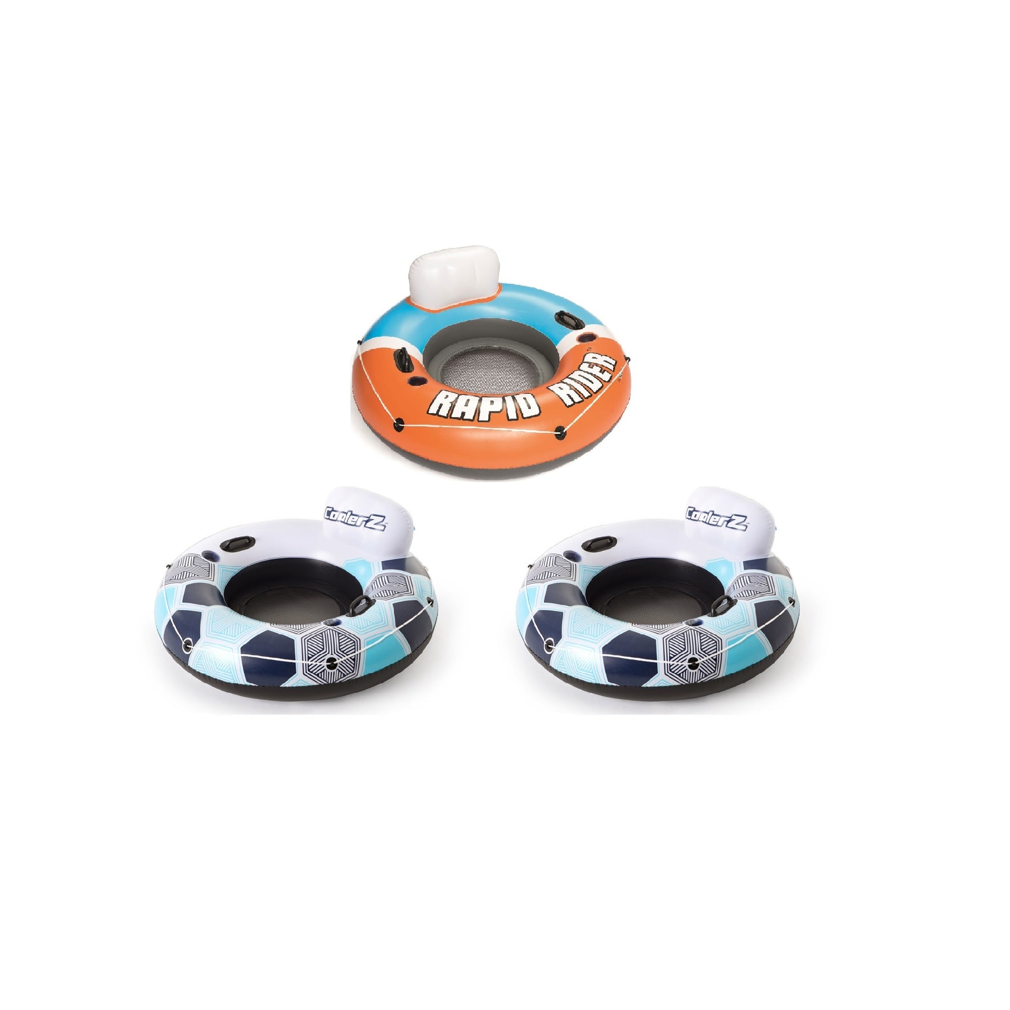 Bestway CoolerZ Inflatable Orange River Tube & CoolerZ Blue River Tube (2 Pack) - VMInnovations